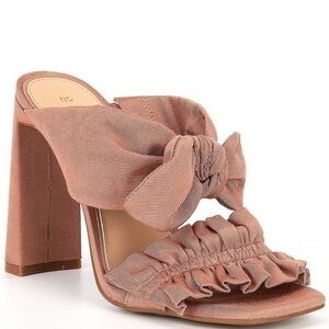 Gianni Bini Blakley Bow Ruffle Detail Block Heel Slide Sandals 👡💋❤️